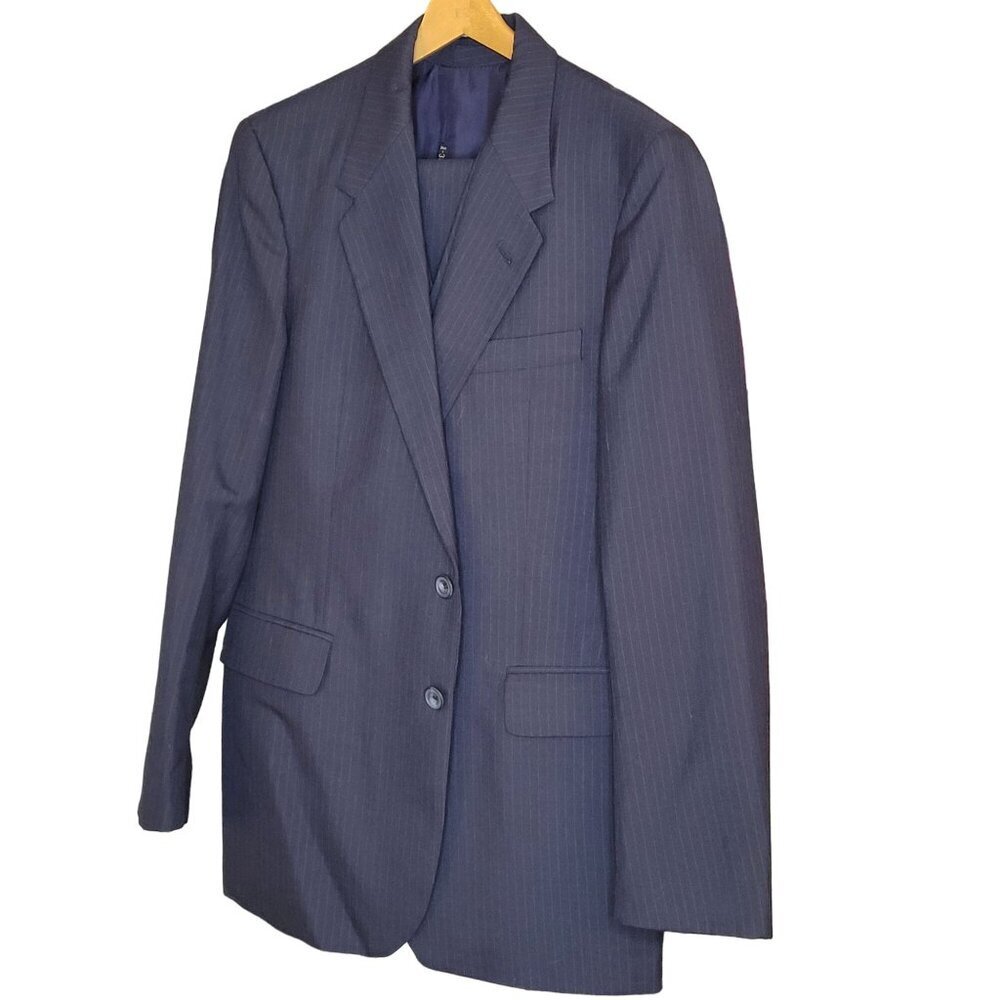 Vintage Blue Pinstripe 3pc Suit by JCPenney - 38R